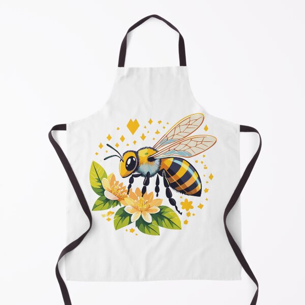 Item preview, European honey bee (Apis mellifera), Flying honey bee on flowers, The bee pollinates the flowers, Beehive working insects with yellow and black stripes designed and sold by Danler.