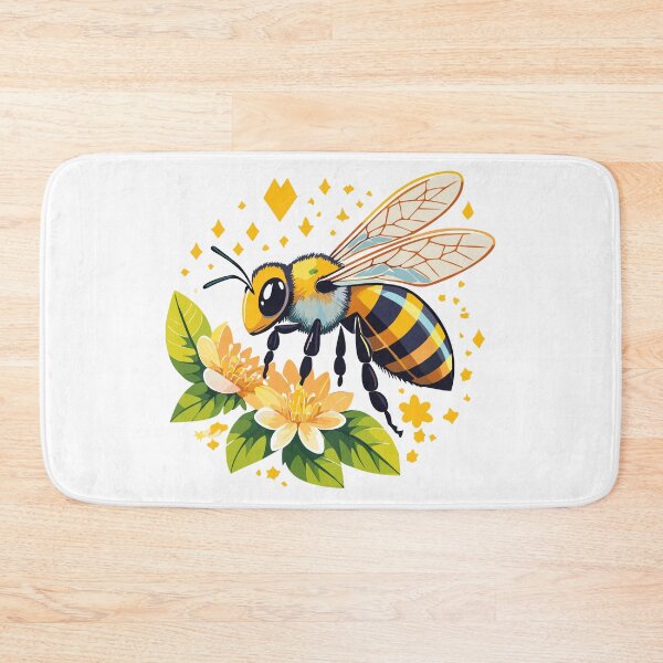 Item preview, European honey bee (Apis mellifera), Flying honey bee on flowers, The bee pollinates the flowers, Beehive working insects with yellow and black stripes designed and sold by Danler.