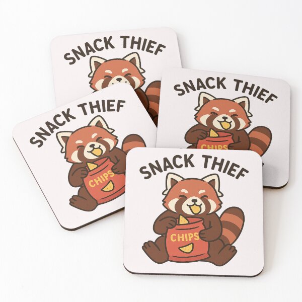 Item preview, Snack Thief – Happy Red Panda with Chips designed and sold by ALITOPRINCE.