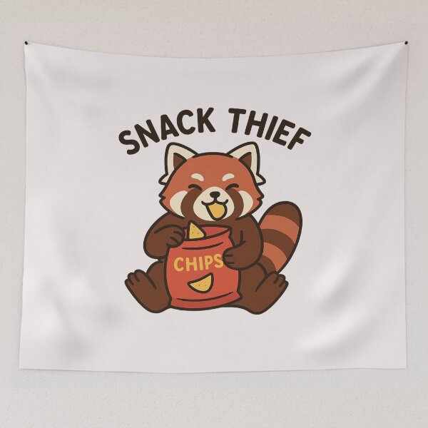 Item preview, Snack Thief – Happy Red Panda with Chips designed and sold by ALITOPRINCE.