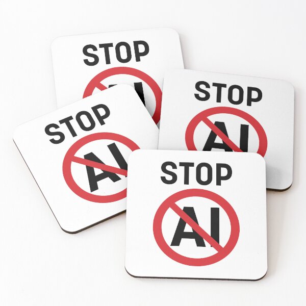Item preview, Stop AI / Anti-AI Symbol / Ban Artificial Intelligence (On White) designed and sold by STUDIO-72.