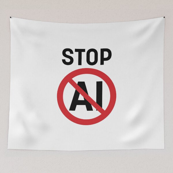 Item preview, Stop AI / Anti-AI Symbol / Ban Artificial Intelligence (On White) designed and sold by STUDIO-72.