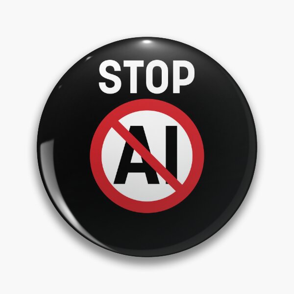 Item preview, Stop AI / Anti-AI Symbol / Ban Artificial Intelligence (On Black) designed and sold by STUDIO-72.
