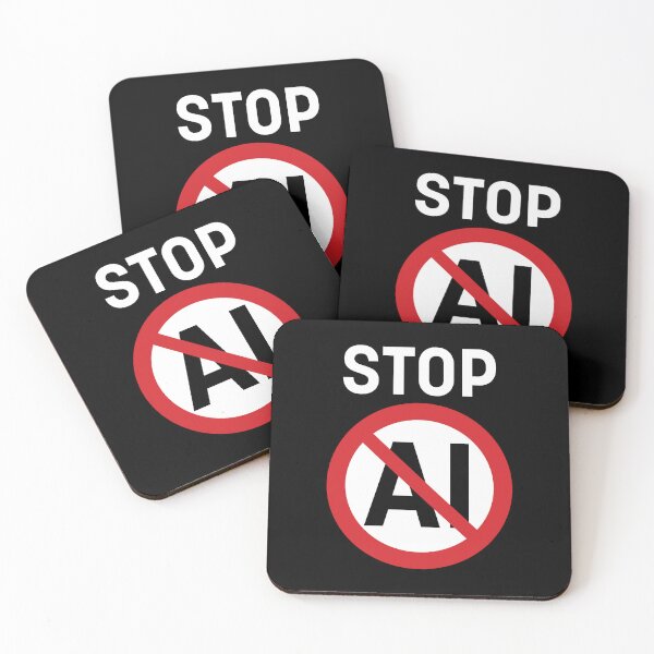 Item preview, Stop AI / Anti-AI Symbol / Ban Artificial Intelligence (On Black) designed and sold by STUDIO-72.
