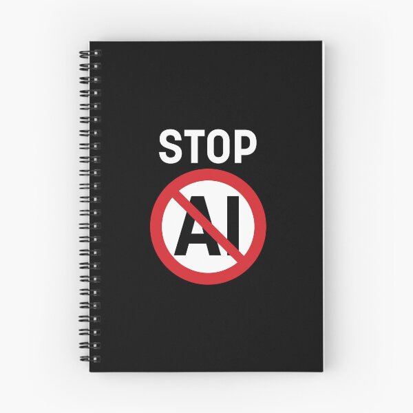 Item preview, Stop AI / Anti-AI Symbol / Ban Artificial Intelligence (On Black) designed and sold by STUDIO-72.