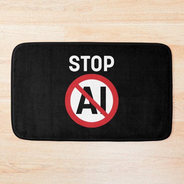 Item preview, Stop AI / Anti-AI Symbol / Ban Artificial Intelligence (On Black) designed and sold by STUDIO-72.