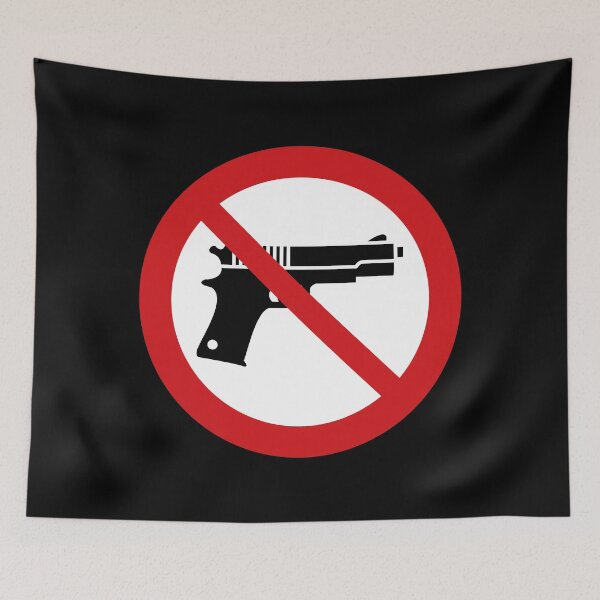 Item preview, No Guns / No Weapons Symbol / No Firearms Sign (On Black) designed and sold by STUDIO-72.