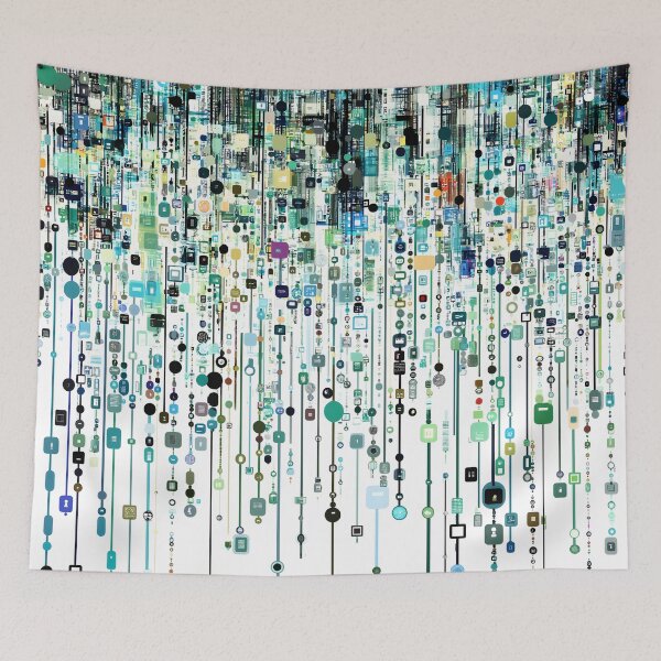 Item preview, Abstract Digital Data Stream with Geometric Shapes Art designed and sold by Chroma Myst.