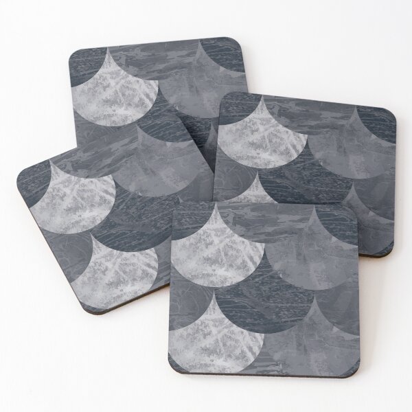 Item preview, Charcoal black and white watercolor mermaid scales designed and sold by Goddessart.