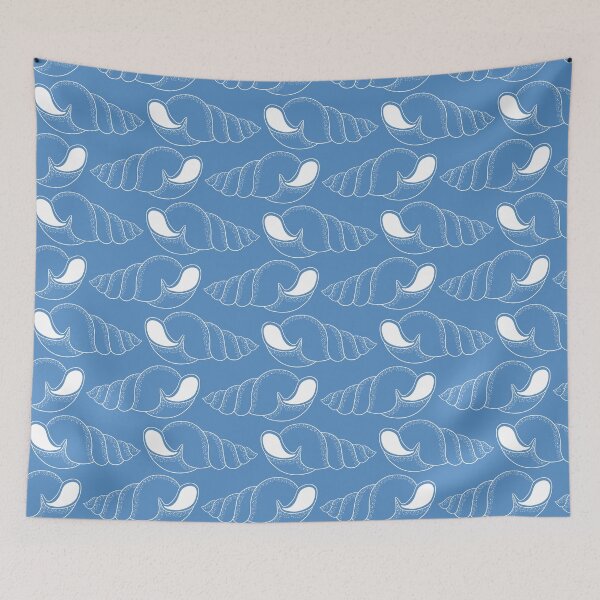 Item preview, Seashell Line Art Pattern Blue  designed and sold by iCraftCafe.