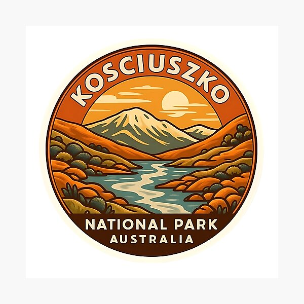 Item preview, Kosciuszko National Park – Retro Australia Travel designed and sold by LoveLabDesign.