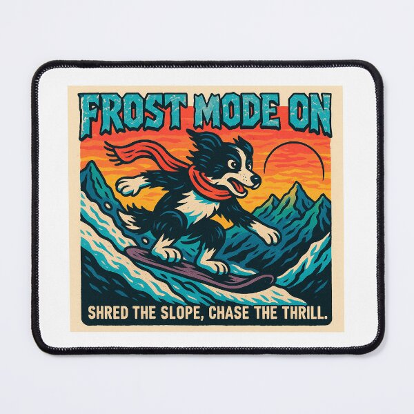 Item preview, FROST MODE ON (Border Collie Snowboard) designed and sold by QuirkBeasts.