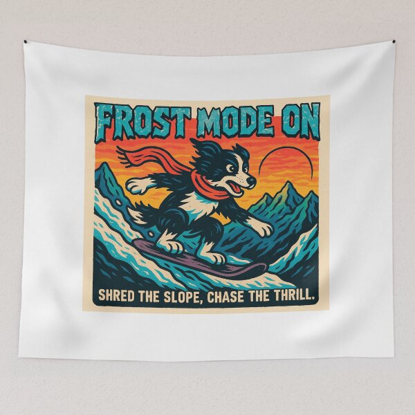 Item preview, FROST MODE ON (Border Collie Snowboard) designed and sold by QuirkBeasts.