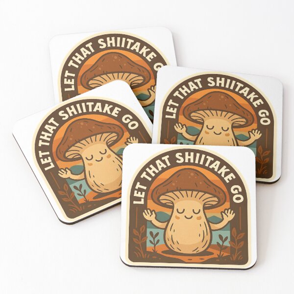 Item preview, Let That Shiitake Go – Retro Mushroom Mindfulness designed and sold by LoveLabDesign.