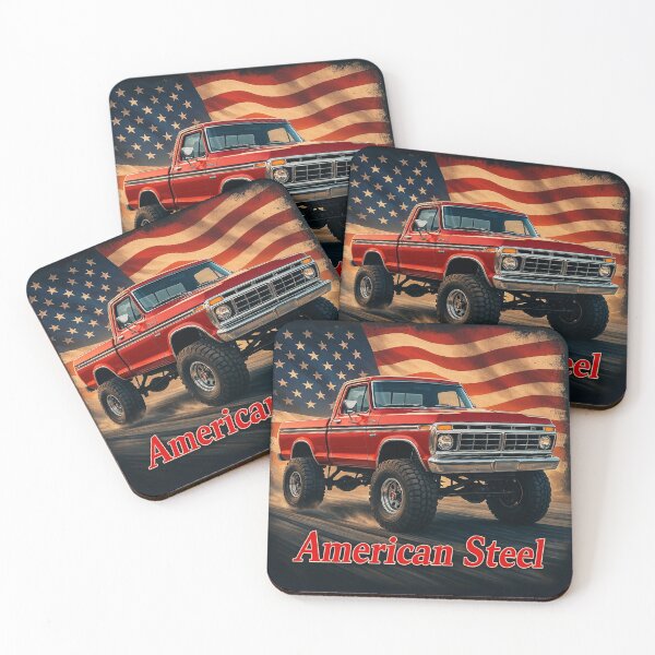 Item preview, American Steel – Classic Red Ford F-150 Pickup with Flag  designed and sold by TheArtOfCar.