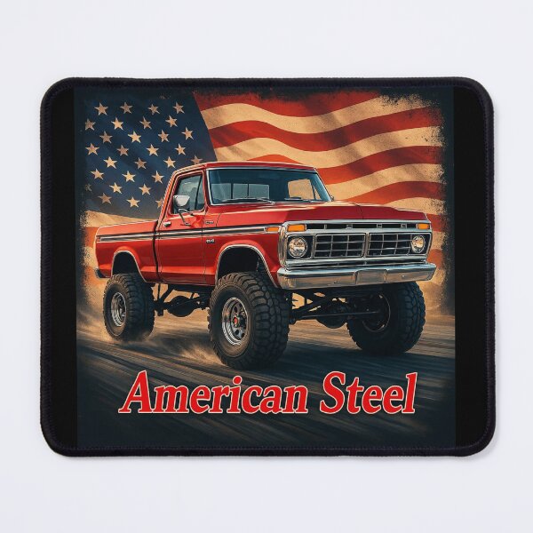 Item preview, American Steel – Classic Red Ford F-150 Pickup with Flag designed and sold by TheArtOfCar.