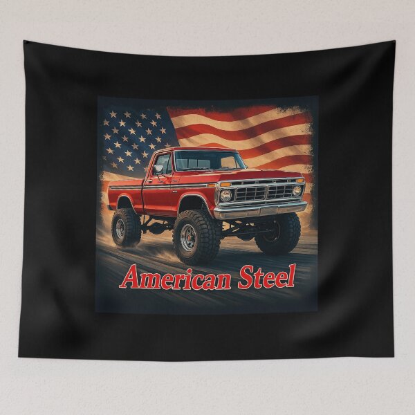 Item preview, American Steel – Classic Red Ford F-150 Pickup with Flag  designed and sold by TheArtOfCar.