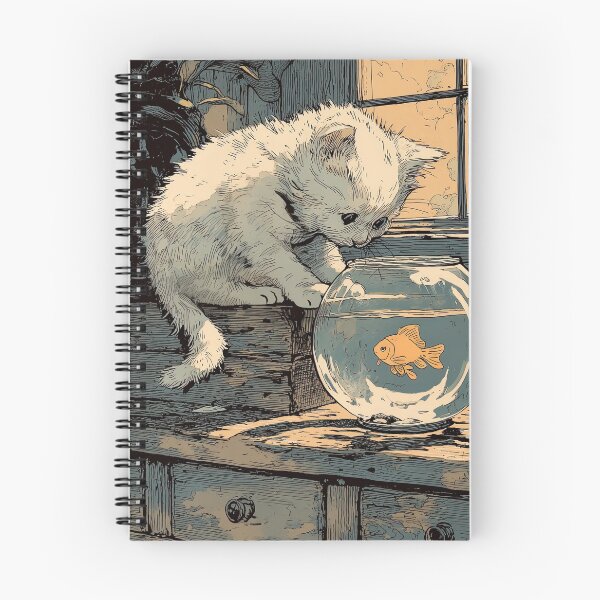Item preview, Curious White Kitten Watching a Goldfish designed and sold by TeeTribeWear.