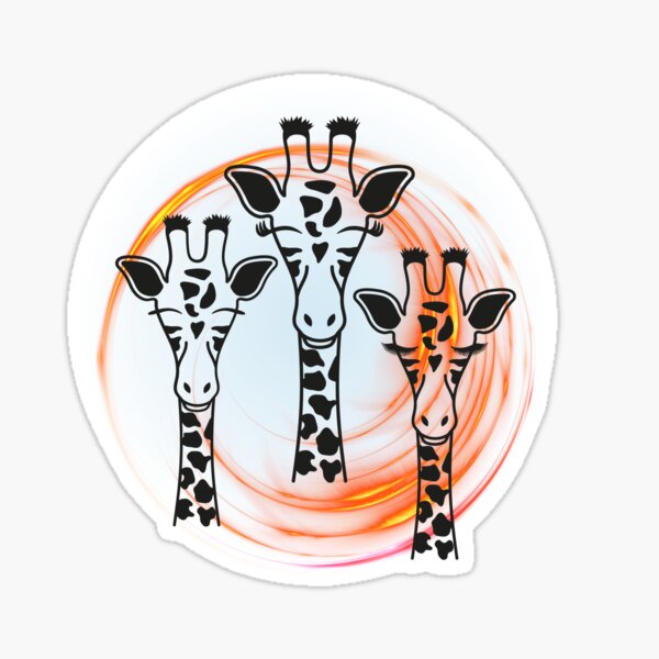 Artikel-Vorschau von Niedliche Giraffenfamilie, ein Trio mit langen Hälsen und gepunkteten Mustern auf orangefarbenem Hintergrund, designt und verkauft von Talk of the Town.