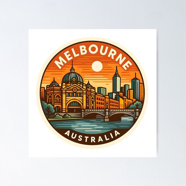Item preview, Melbourne Australia – Retro Travel with Flinders Street Station designed and sold by LoveLabDesign.
