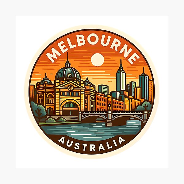 Item preview, Melbourne Australia – Retro Travel with Flinders Street Station designed and sold by LoveLabDesign.