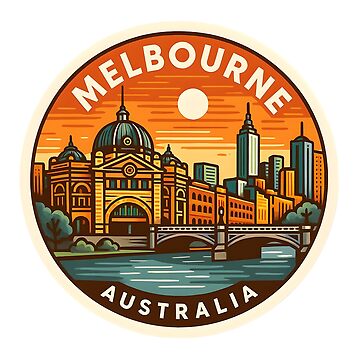 Artwork thumbnail, Melbourne Australia – Retro Travel with Flinders Street Station by LoveLabDesign