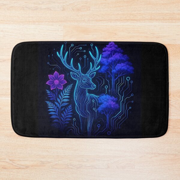 Item preview, Cyber Nature Fusion: Neon Deer and Digital Forest designed and sold by Amr Siam.