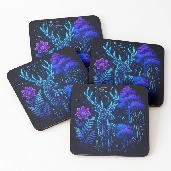 Item preview, Cyber Nature Fusion: Neon Deer and Digital Forest designed and sold by Amr Siam.