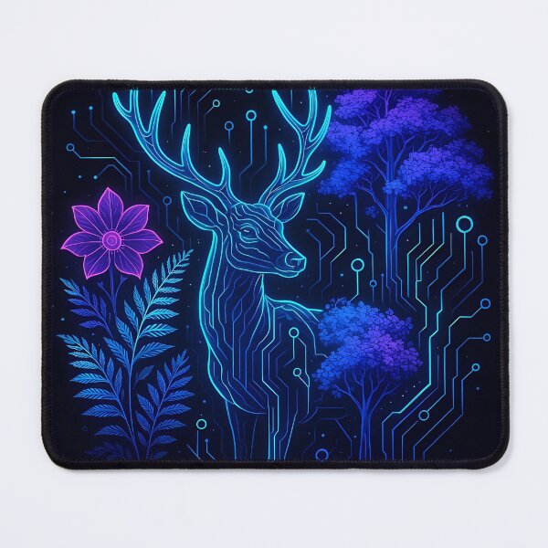 Item preview, Cyber Nature Fusion: Neon Deer and Digital Forest designed and sold by Amr Siam.