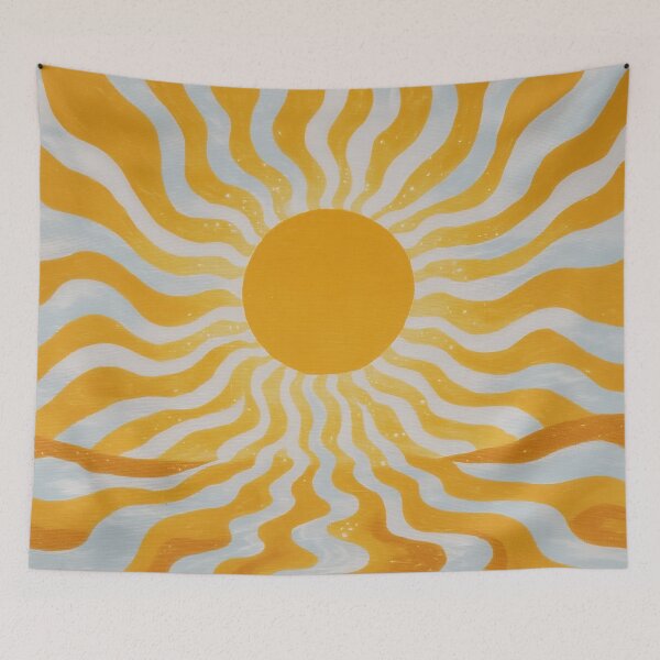 Item preview, Retro Sunshine Boho Sun Rays Abstract Wavy Yellow designed and sold by trajeado14.