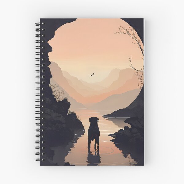 Item preview, Rottweiler Silhouette Against Serene Sunset Landscape and Water designed and sold by MountAshDesigns.