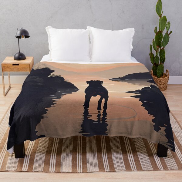 Item preview, Rottweiler Silhouette Against Serene Sunset Landscape and Water designed and sold by MountAshDesigns.