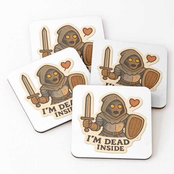 Item preview, “I'm dead inside” — An undead wrapped in a fuzzy hood designed and sold by Souls-like Design Shop.
