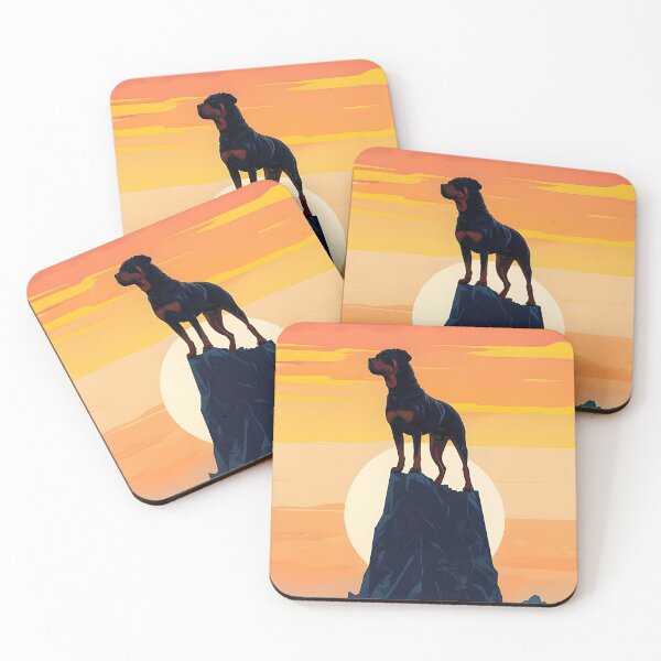 Item preview, Rottweiler Silhouetted Against Vibrant Sunset Sky designed and sold by MountAshDesigns.