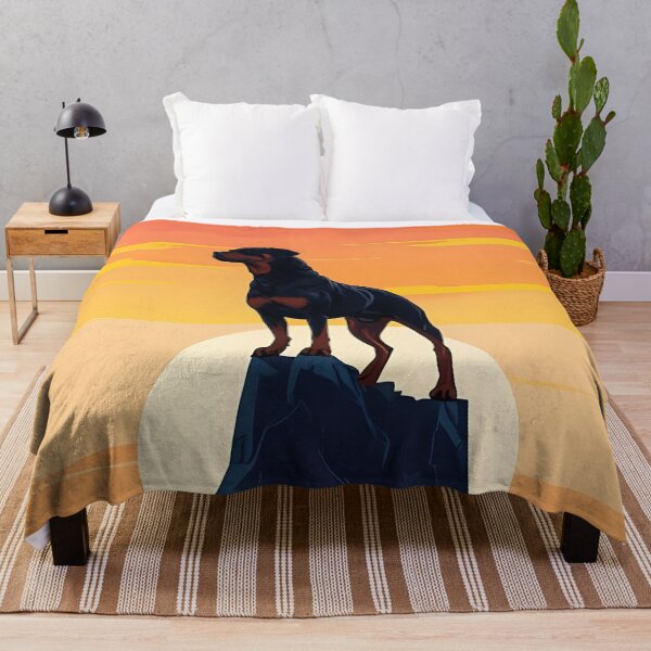 Item preview, Rottweiler Silhouetted Against Vibrant Sunset Sky designed and sold by MountAshDesigns.