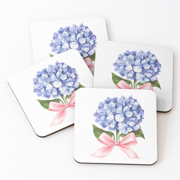 Item preview,  Hydrangea with Pink Bow – Feminine Coquette Floral Watercolor Art, Spring Garden Illustration designed and sold by DivinePassion.