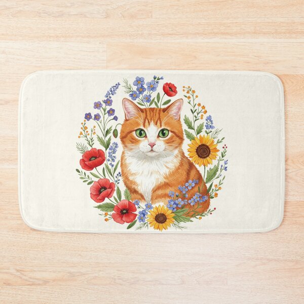 Item preview, Sweet Ginger Cat and Summer Wildflowers - A Watercolour Artistic Impression designed and sold by DaisyHouse.
