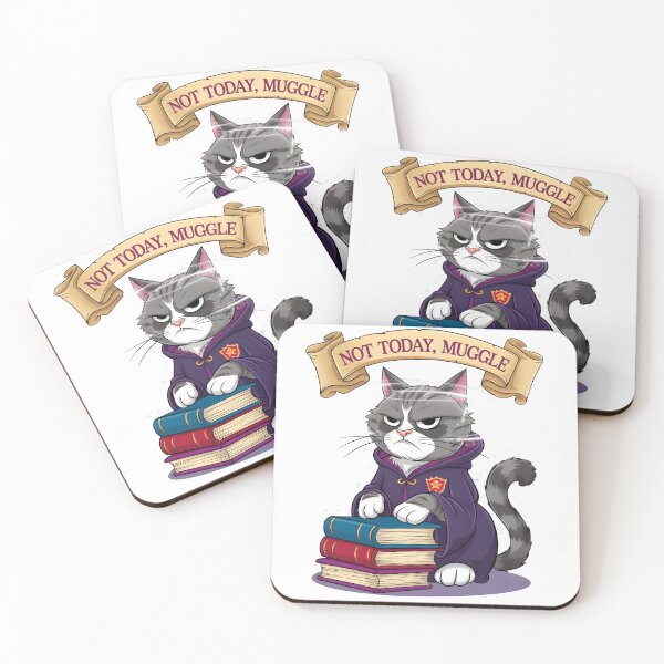 Item preview, Grumpy Wizard Cat "Not Today Muggle" Funny Magical T-Shirt Design designed and sold by Glow Wind ⭐⭐⭐⭐⭐.