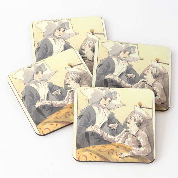 Item preview, Nun serving a drink to a wounded soldier - Vintage Watercolor designed and sold by minnataurart.