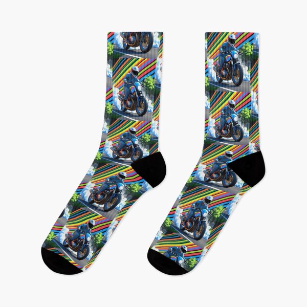 Item preview, Rainbow Color Sky Motorcycle Burnout Colorful Motorbike Rider designed and sold by Moto Graphix.