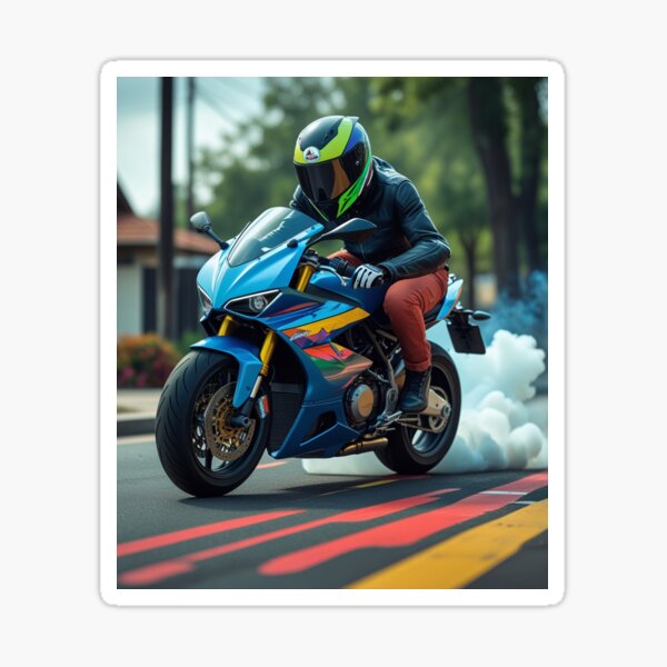 Item preview, Sportbike Burnout Motorcycle Graphic Colorful Motorbike designed and sold by Moto Graphix.