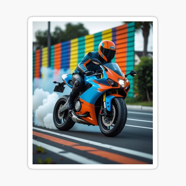 Item preview, Sportbike Burnout Motorcycle Graphic Colorful Motorbike designed and sold by Moto Graphix.