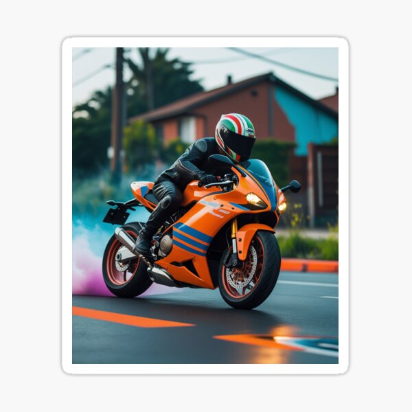 Item preview, Sportbike Burnout Motorcycle Graphic Colorful Motorbike designed and sold by Moto Graphix.
