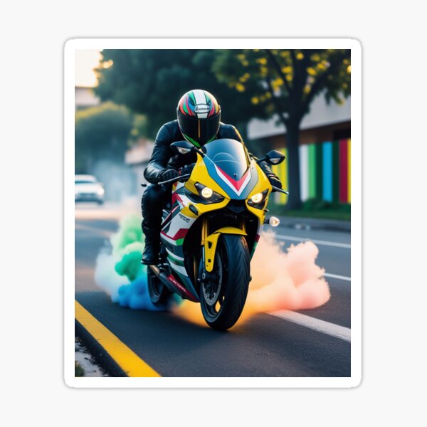 Item preview, Sportbike Burnout Motorcycle Graphic Colorful Motorbike designed and sold by Moto Graphix.