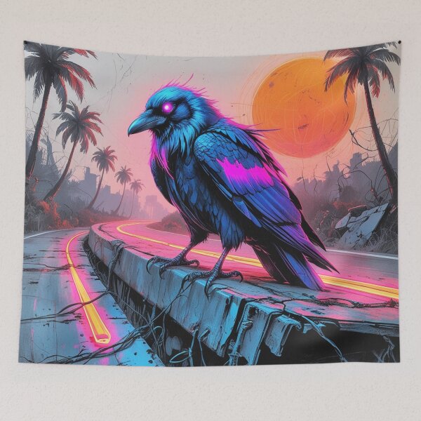 Item preview, Neon Raven Perched Over a Forgotten Highway designed and sold by Blueangelgal.