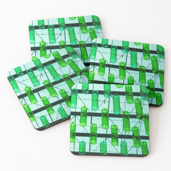 Item preview, green glass cylinders designed and sold by Glen McDonald.