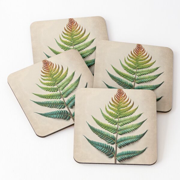 Item preview, A detailed digital painting of a fern leaf showcases a smooth transition of colors from warm to cool tones designed and sold by homydesign.