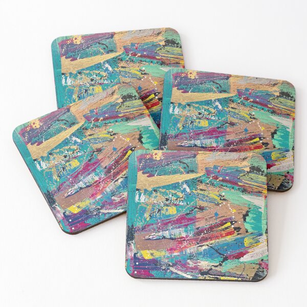Item preview, "Torn" Gold, teal, purple, blue, pink & yellow abstract art designed and sold by IICents.