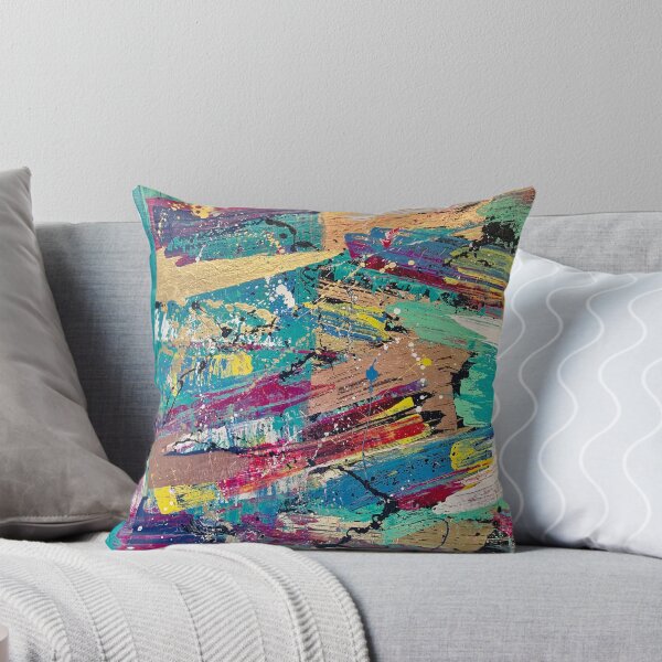 Item preview, "Torn" Gold, teal, purple, blue, pink & yellow abstract art designed and sold by IICents.