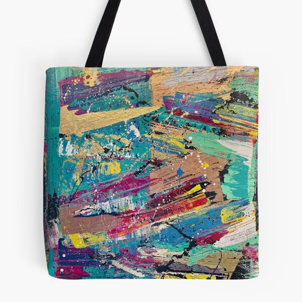 Item preview, "Torn" Gold, teal, purple, blue, pink & yellow abstract art designed and sold by IICents.